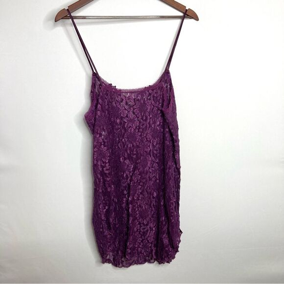 Vintage Cinema Etoile Purple Lace Nightie Nightgown Slip Chemise Large - Picture 5 of 10